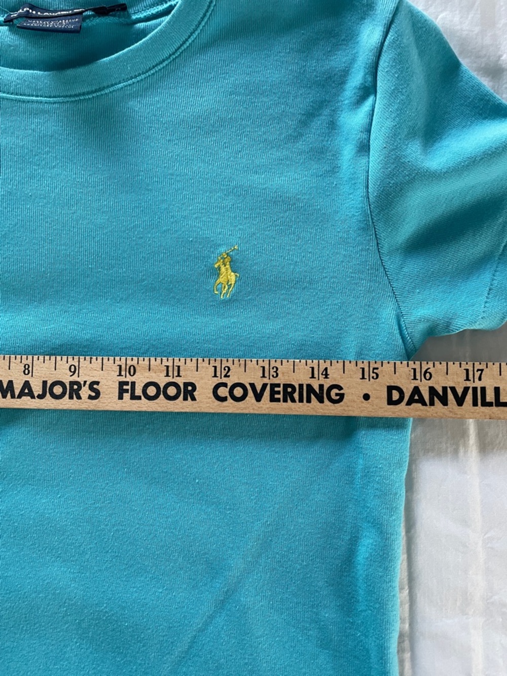 Ralph Lauren Women’s Short Sleeve Crew Tee - Turquoise with Yellow Pony - Picture 4 of 5